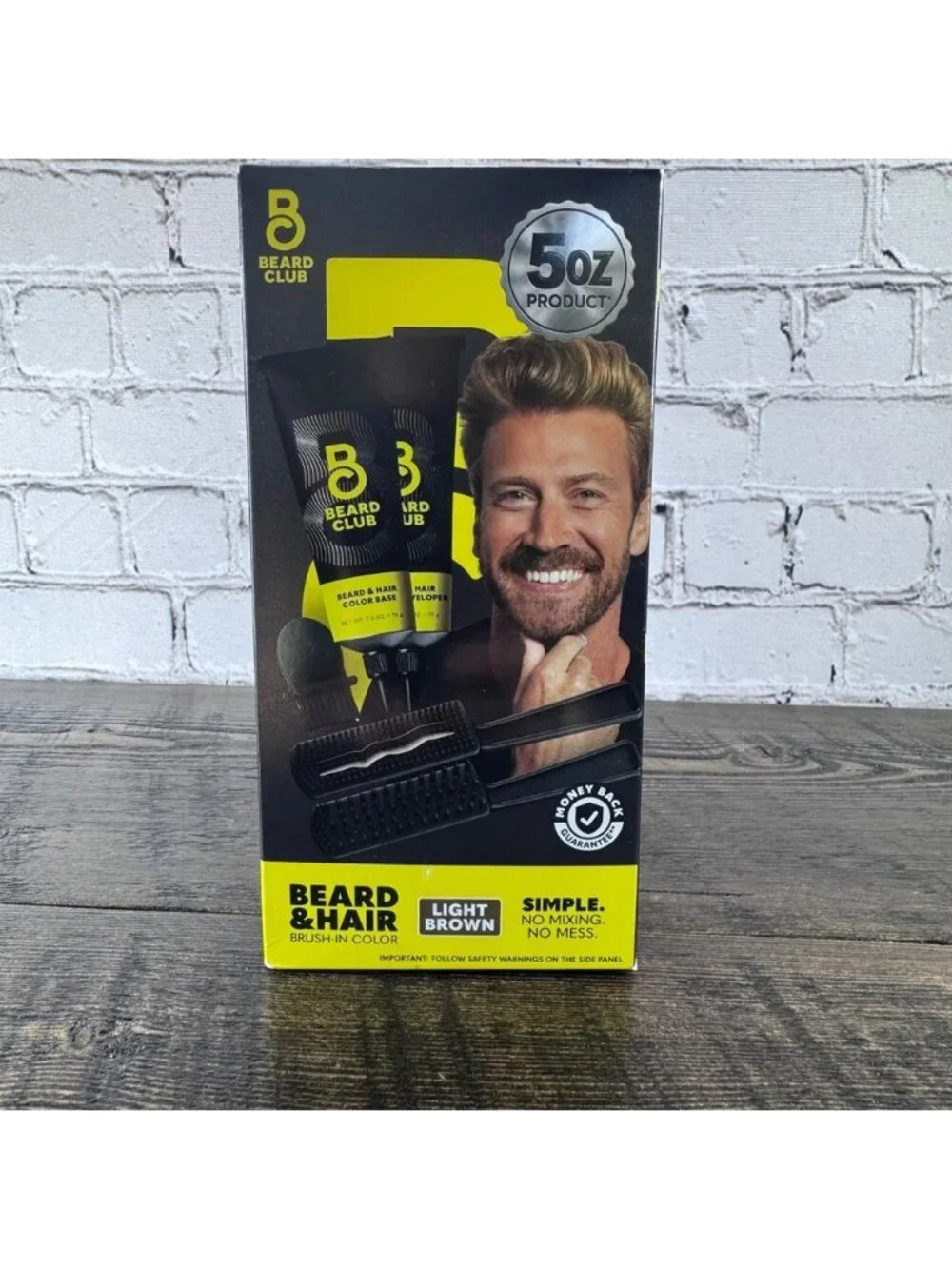 Beard Club Brush-In Color Men 5oz Light Brown New Hair Beard Dye Kit Coverage